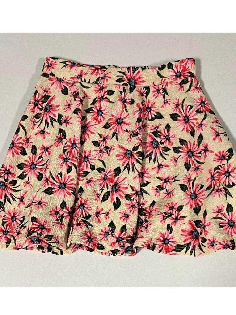 Papaya Beige Tan Pink Daisy Daisies Floral Skater Skirt Bottoms Size S 🌺✨ #boho